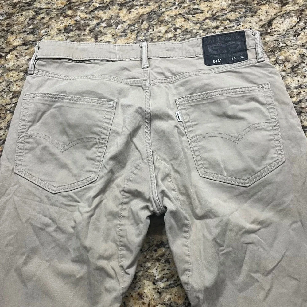 Levis 511 Slim Fit Khaki Tan Chino Pants Mens 36x34 Beige